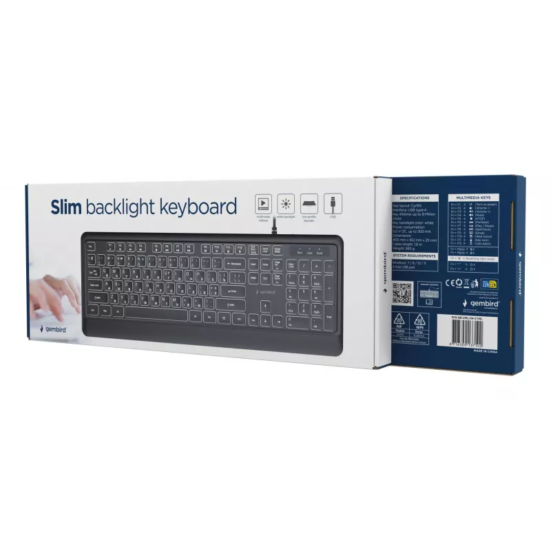 Teclado multimedia USB CIRÍL/Negro KB-UML-04-CYRL Gembird