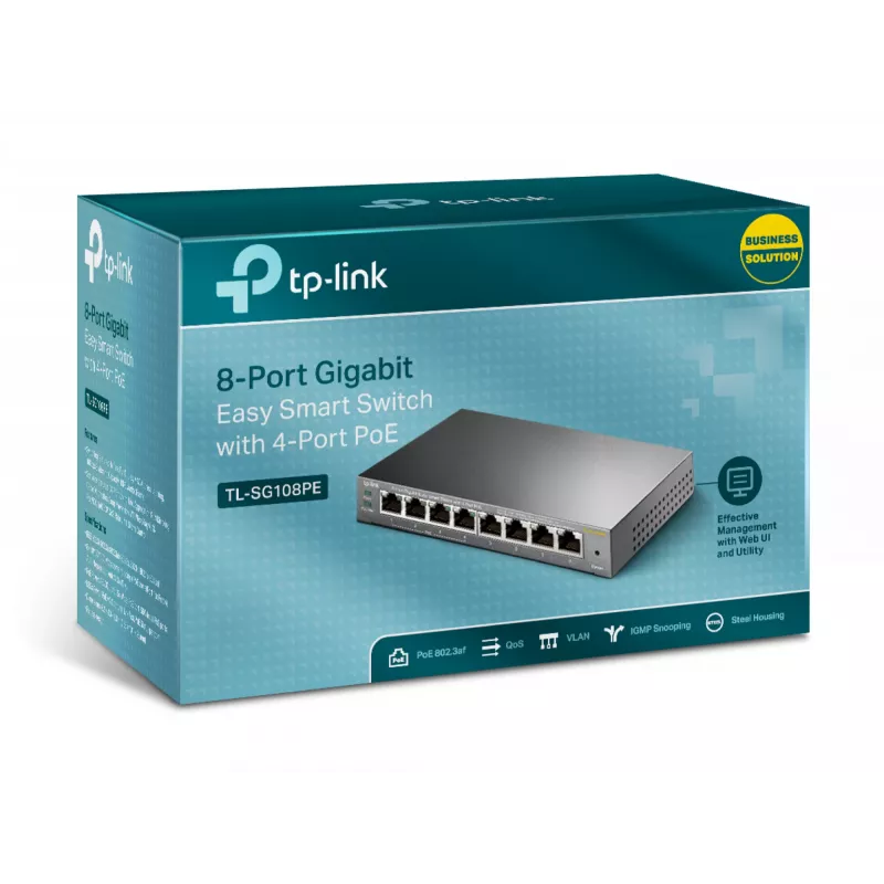 TP-Link switch Gigabit Easy Smart de 8 puertos con 4 puertos PoE, gestionado, L2, Gigabit Ethernet (10/100/1000), Power over Ethernet (PoE)
