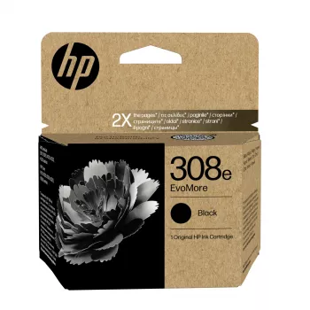 HP 308e EvoMore Negro Cartucho de tinta original, alcance estándar, Negro, tinta pigmentada, 1 ud., 320 páginas, pack individual