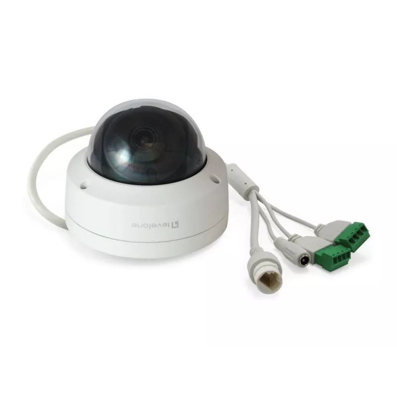 LevelOne GEMINI Cámara IP de red fija tipo domo, 4 megapíxeles, H.265, 802.3af PoE, LED IR, Interior/exterior