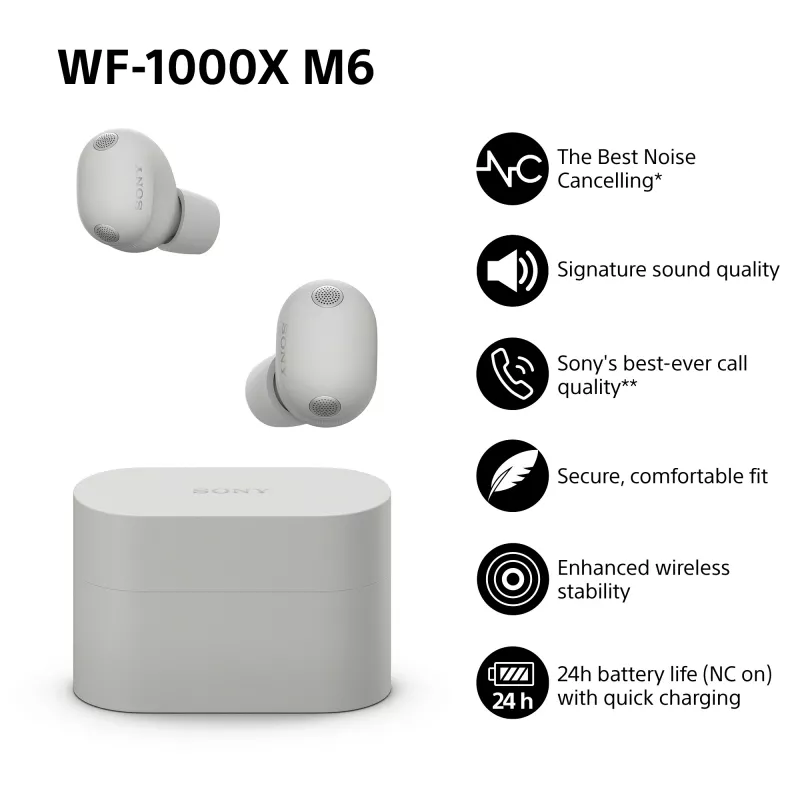 Sony WF1000XM6S.CE7 Auricular Inalámbrico Intraural Llamadas/Música Bluetooth Plata
