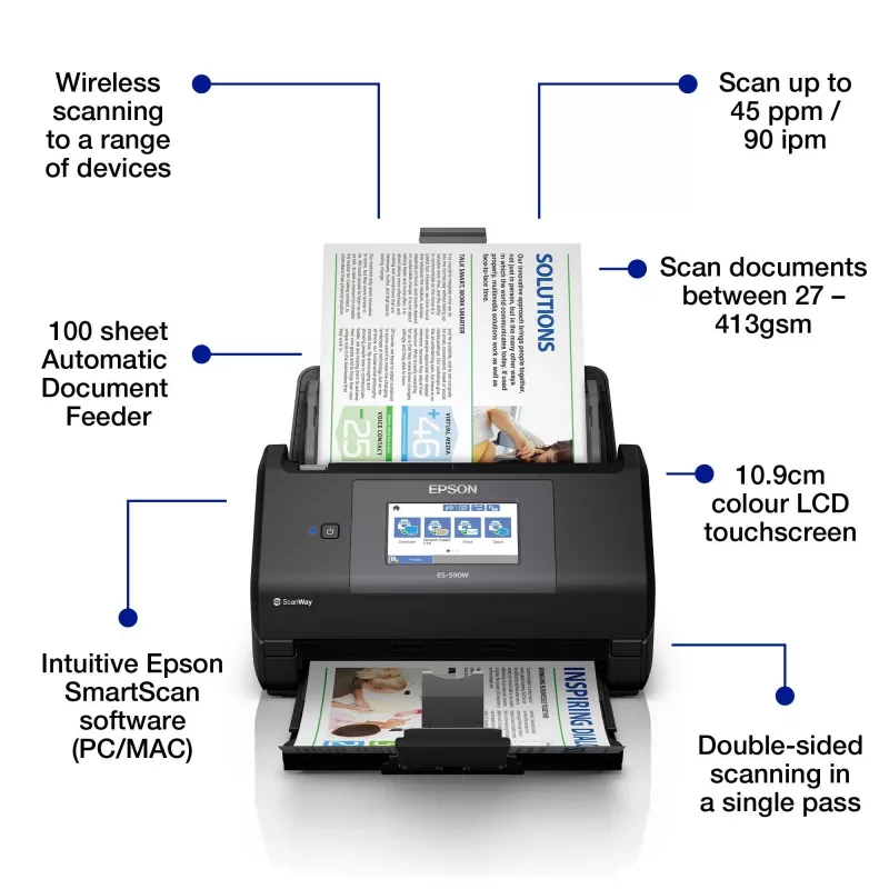 Epson WorkForce ES-590W escáner de alimentación automática 600 x 600 DPI A4 negro