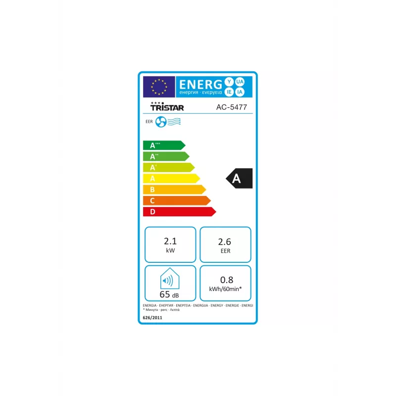 Tristar | climatizador | AC-5477 | apto para estancias de hasta 60 m³ | número de velocidades 2 | función ventilador | blanco