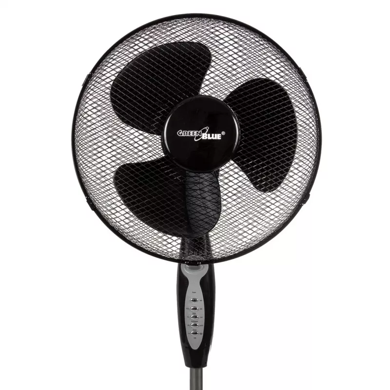 GreenBlue ventilador de pie, 40 W, 3 niveles de flujo de aire, 1,25 m de altura, 1,5 m de cable, con mando a distancia y temporizador hasta 7,5 h, GB580