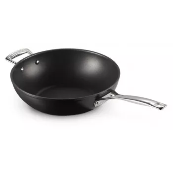 Le Creuset Wok antiadherente Toughened Non-Stick 30 cm negro/plata