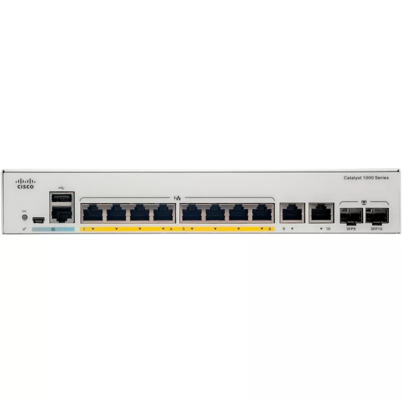 Cisco - Catalyst 1000-8T-2G-L - Switch - gestionado - 8 x 10/100/1000 + 2 x Combo Gigabit SFP (Uplink)