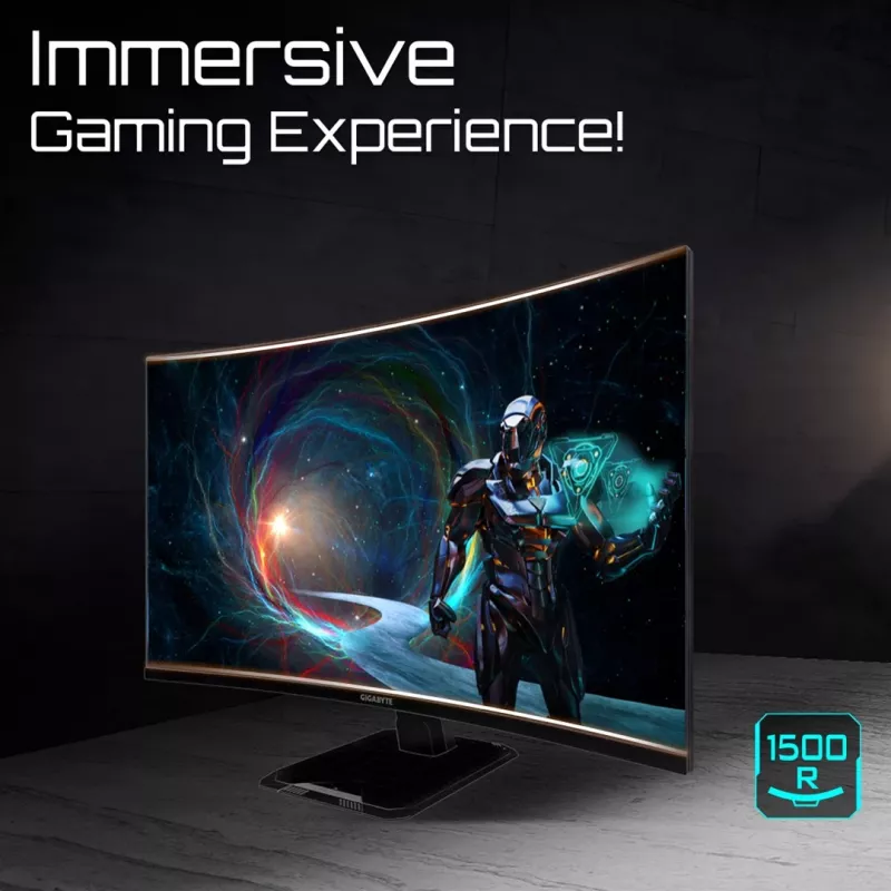 GIGABYTE GS32QCA 31,5 inch QHD Monitor gaming curvo - 2560 x 1440, 180 Hz, 1 ms, 250 cd/m², FreeSync, HDR Ready, HDMI 2.0, Displayport 1.4