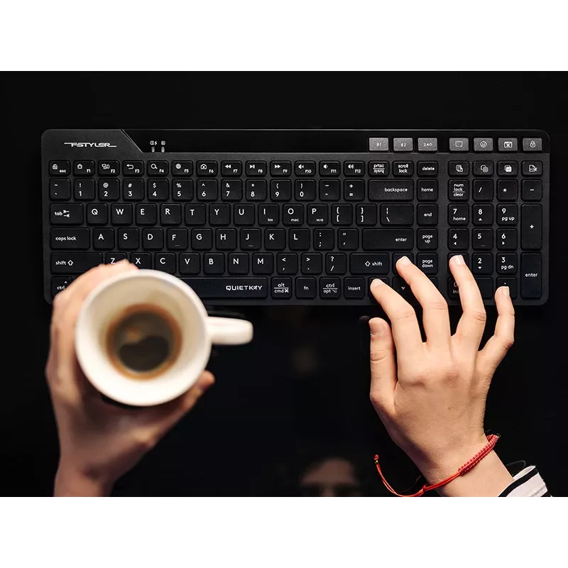 A4Tech Fstyler FBK27C AS Teclado silencioso 2,4GHz+BT, negro
