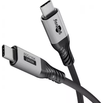 Goobay cable USB-C, USB4 versión 2.0, 1 m, negro, plateado (74775)