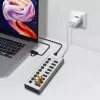 Hub USB3.2 Gen1 10 puertos USB-A/C, interruptor de encendido/apagado