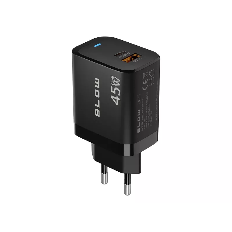 Cargador de pared USB-A USB-C PD 45W + cable