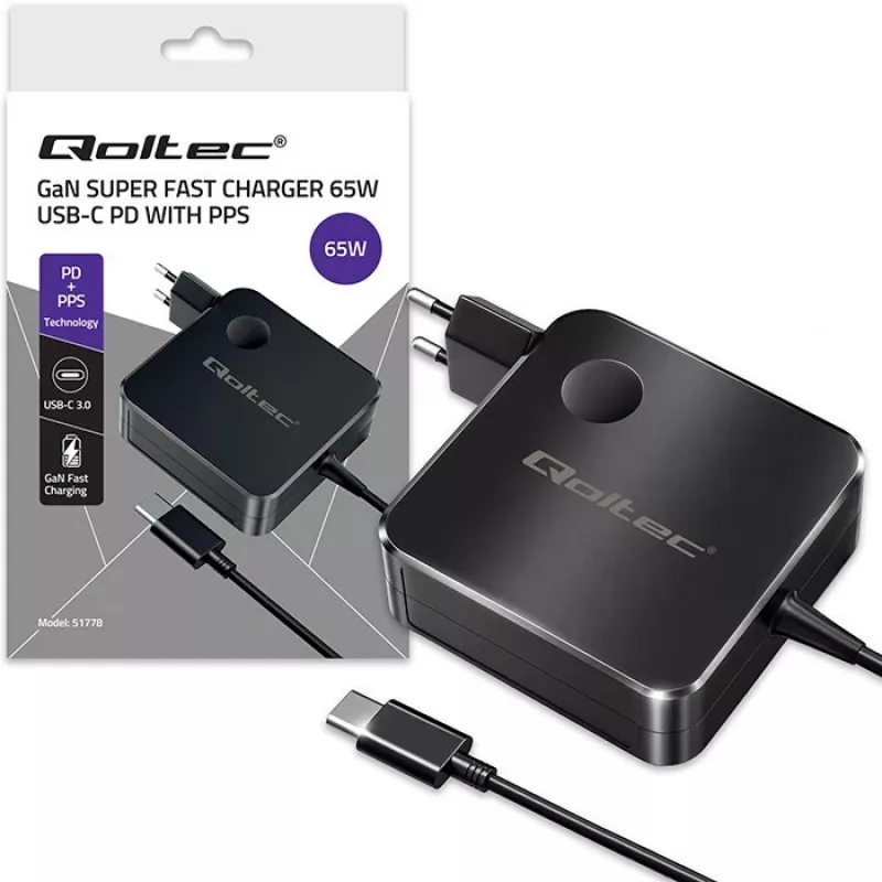 Cargador GaN 65W USB C PD PPS 5V 21V 3A 3.25A