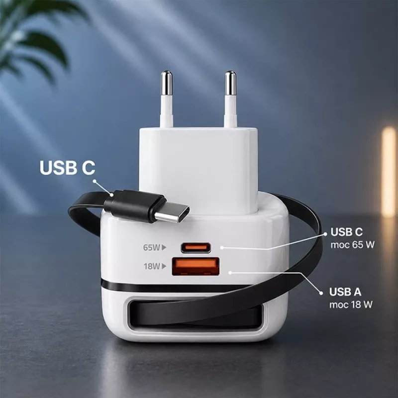Cargador USB-C 65W GaN PPS 5V 20V 3A 3,25A