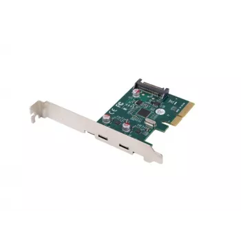 Tarjeta de red PCI Express x1 -> 2x USB-C 3.2 Gen 2x1 LED Low Profile
