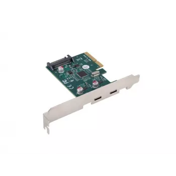 Tarjeta de red PCI Express x1 -> 2x USB-C 3.2 Gen 2x1 LED Low Profile