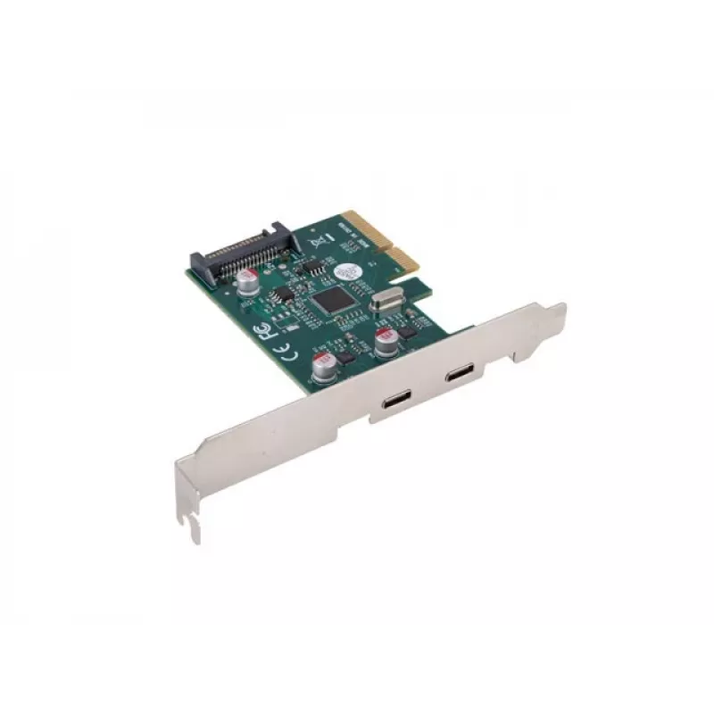 Tarjeta de red PCI Express x1 -> 2x USB-C 3.2 Gen 2x1 LED Low Profile