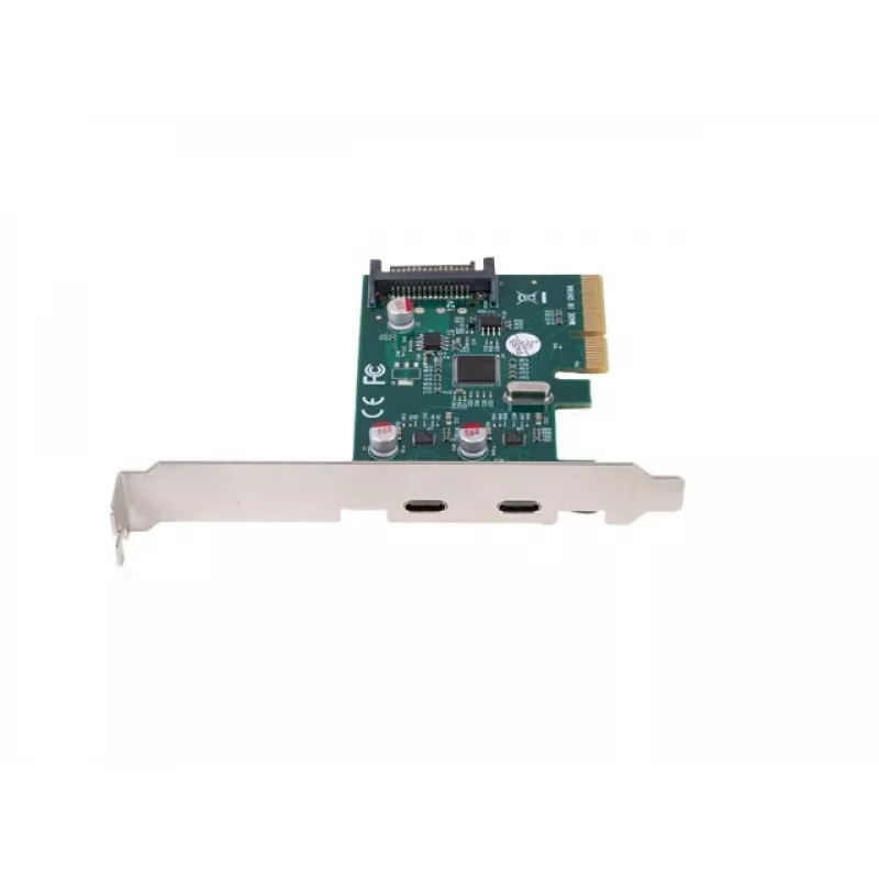Tarjeta de red PCI Express x1 -> 2x USB-C 3.2 Gen 2x1 LED Low Profile