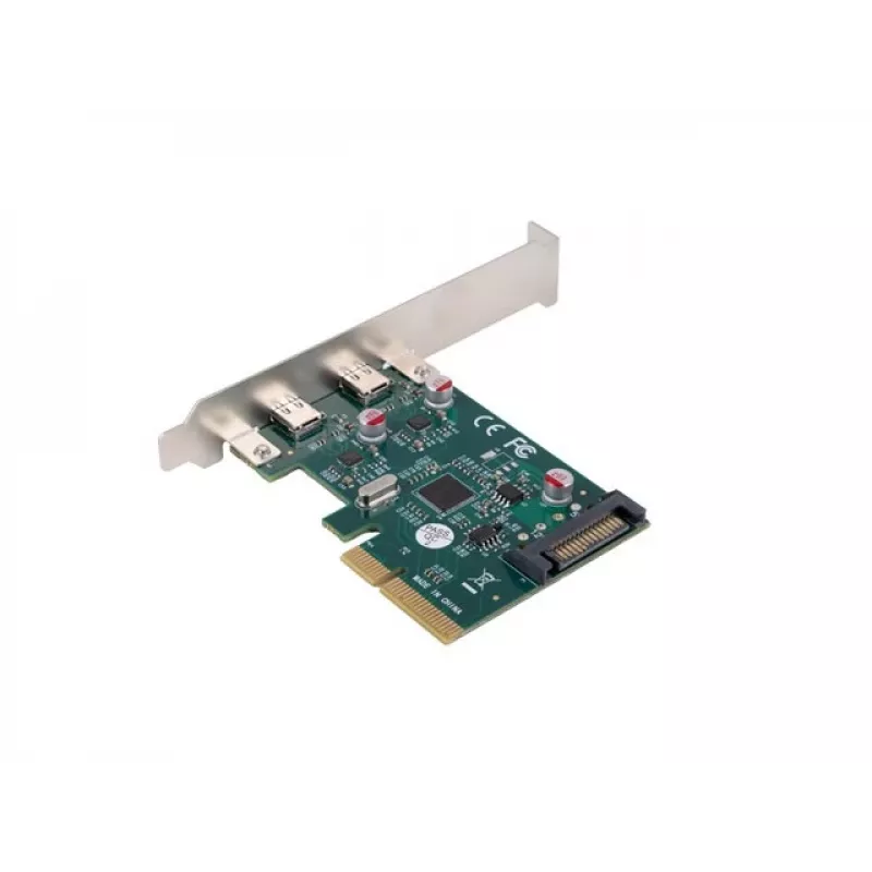 Tarjeta de red PCI Express x1 -> 2x USB-C 3.2 Gen 2x1 LED Low Profile
