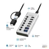 Hub USB 3.2 Gen1 7 puertos USB-A/C, interruptor de encendido/apagado