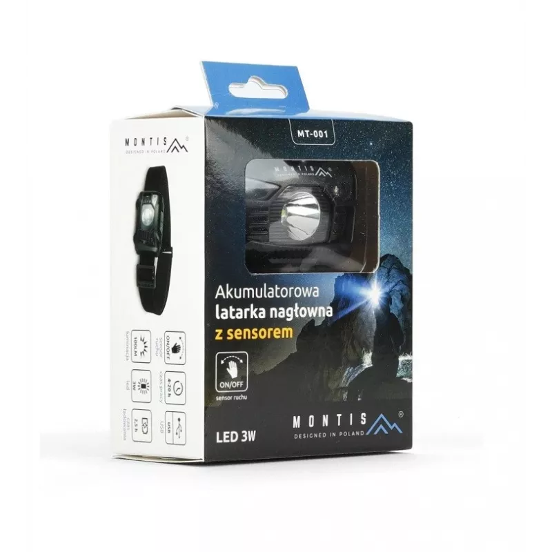 Linterna frontal con sensor Montis MT001 Black Headband flashlight LED