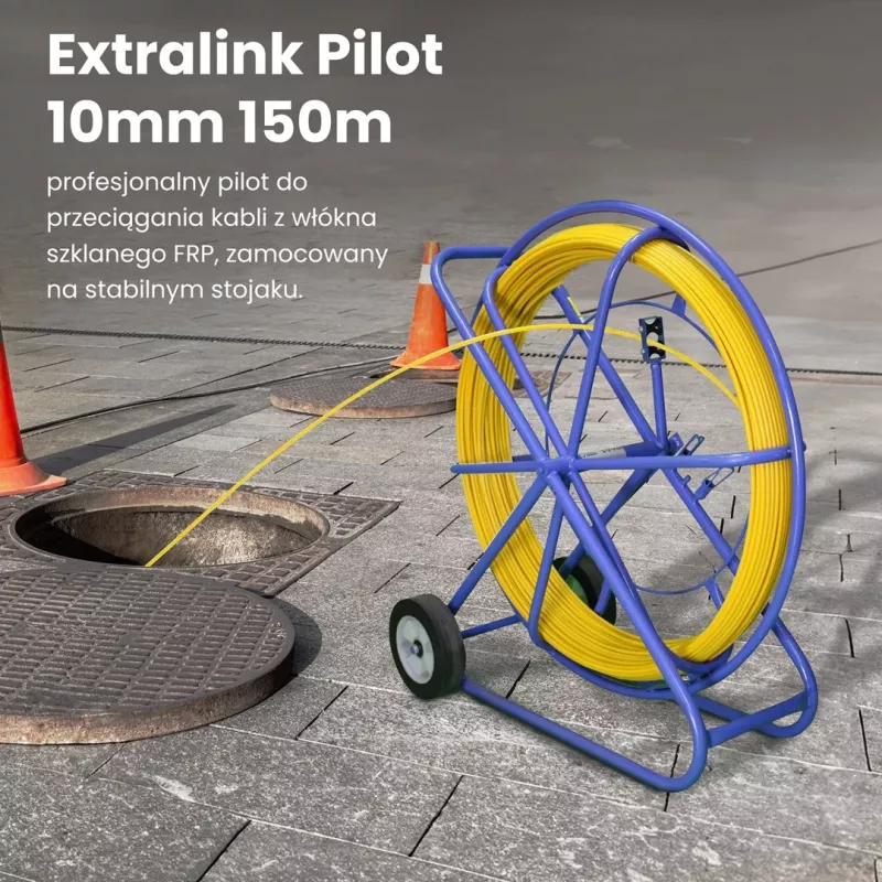 Calcetín de tiro Extralink Pilot 10 mm 150 m fibra de vidrio FRP, d. 10 mm, l. 150 m, amarillo