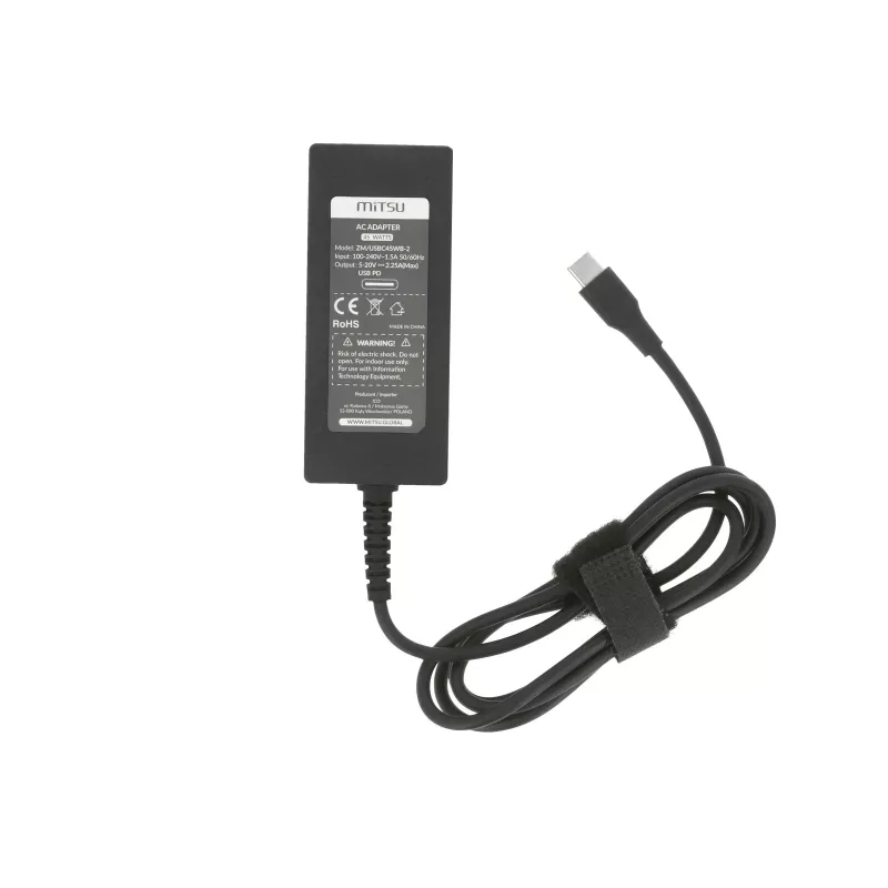 Fuente de alimentación para portátil 45W USB-C 5V-9V-12V-15V/3A, 20V/2,25A PD