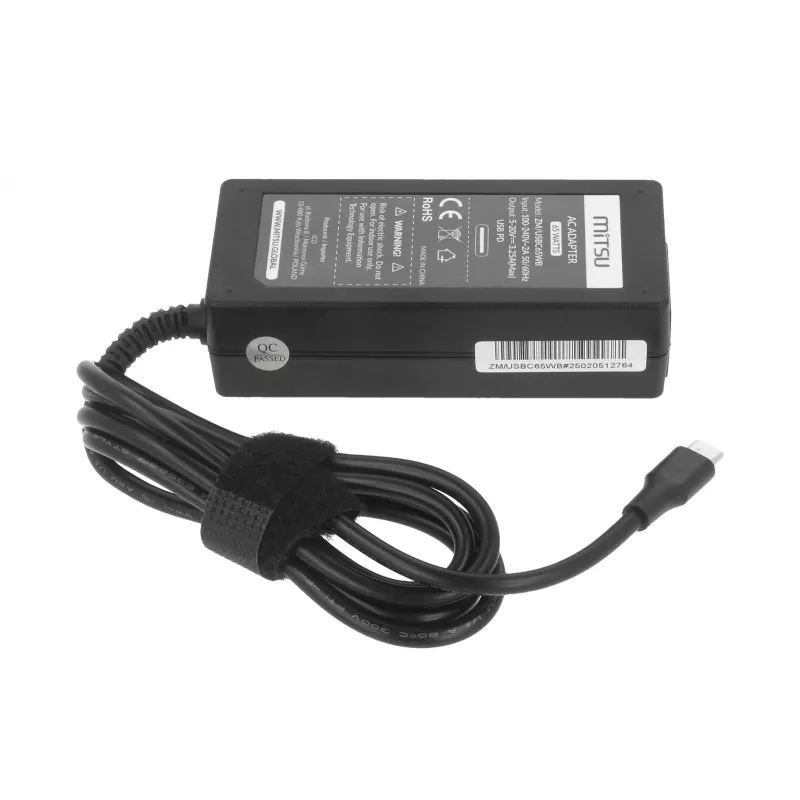 Fuente de alimentación para portátil 65W USB-C 5V-9V-12V-15V-20V/3A, 20V/3,25A PD