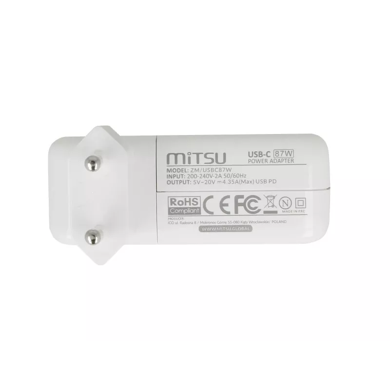 Fuente de alimentación para portátil 87W USB-C 5V-9V-12V-15V/3A, 20V/3,25A, 20,2V/4,3A PD
