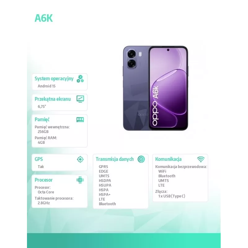Smartphone A6k 4G 4/256GB CPH2891 violeta oscuro