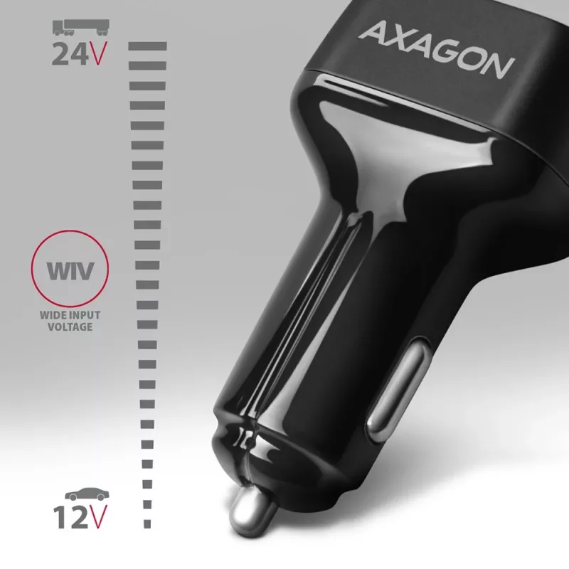 Cargador de coche AXAGON PWC-PQ38 38W 2x puerto USB-A+C