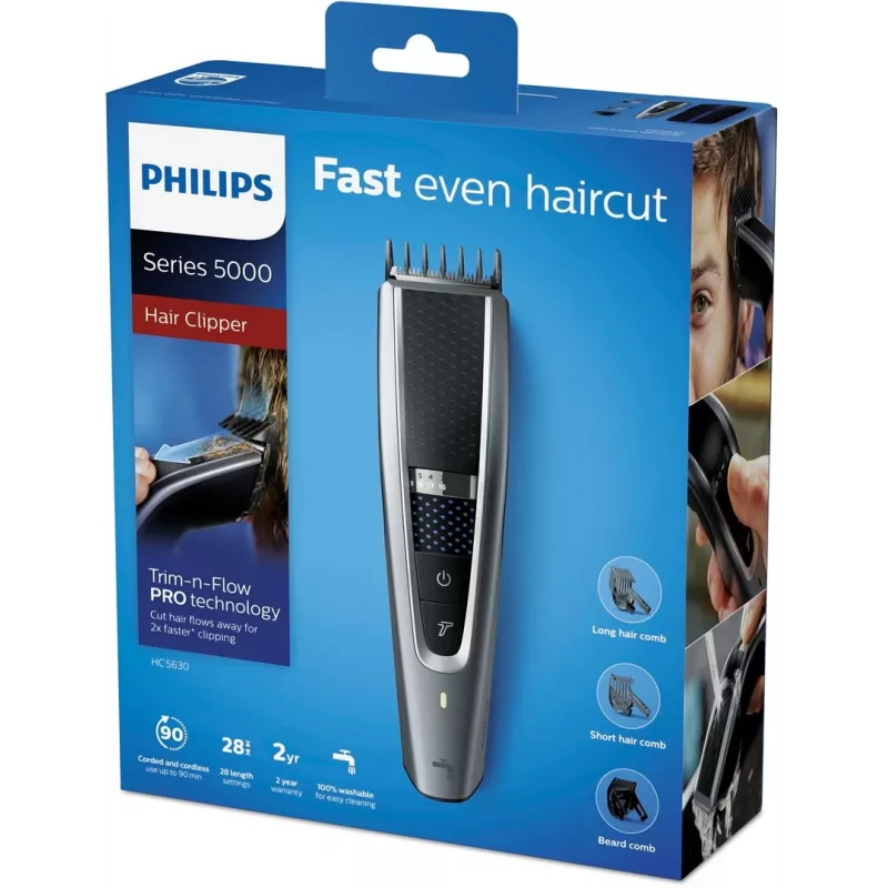 Cortapelos Philips HC5630/15 Series 5000, negro/plata