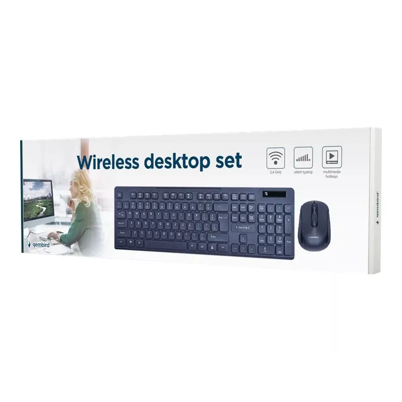 Conjunto de teclado y ratón inalámbrico Gembird KBS-WCH-03, negro