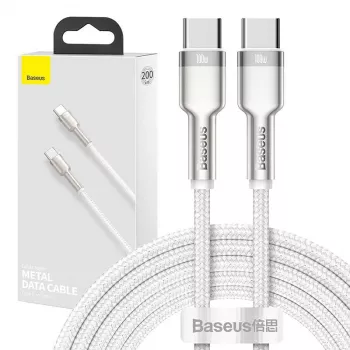 Cable USB-C a USB-C Baseus Cafule, 100W, 2m (blanco)