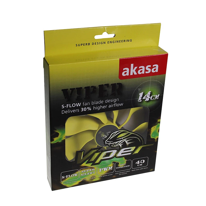 Ventilador PWM Akasa Viper, amarillo - 140 mm
