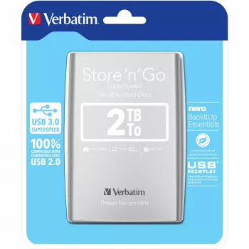 Disco duro portátil Verbatim Store 'n' Go USB 3.0 2 TB plateado