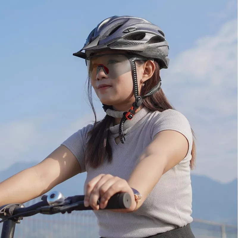 Gafas de ciclismo polarizadas Rockbros 189114 con protección UV y soporte para graduación, gris