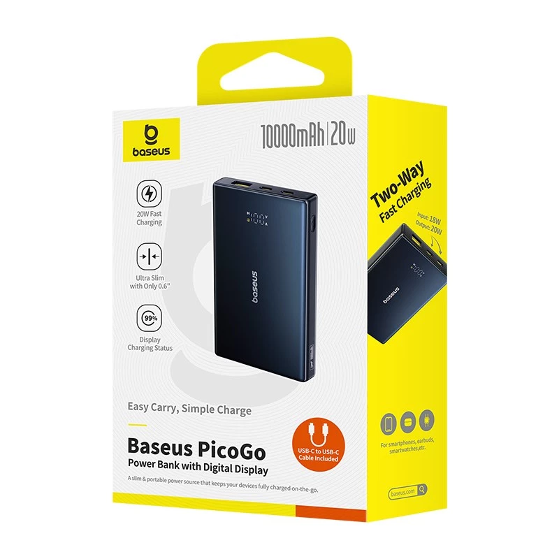 Batería externa de polímero de litio Baseus P10076801123-00 10000 mAh negra