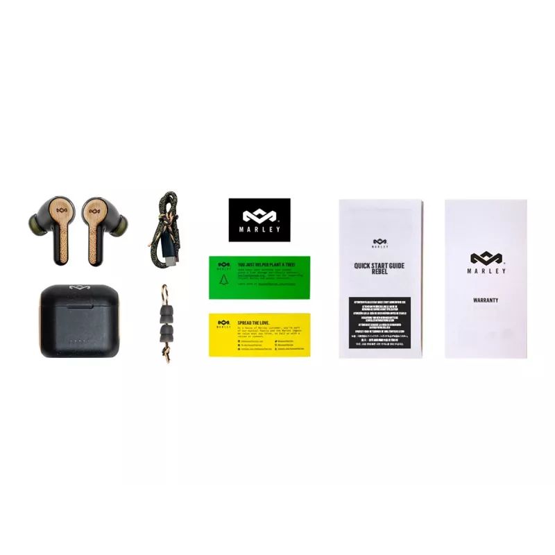 Auriculares Marley Rebel True Earbuds con micrófono integrado, in-ear, inalámbricos, Signature negros