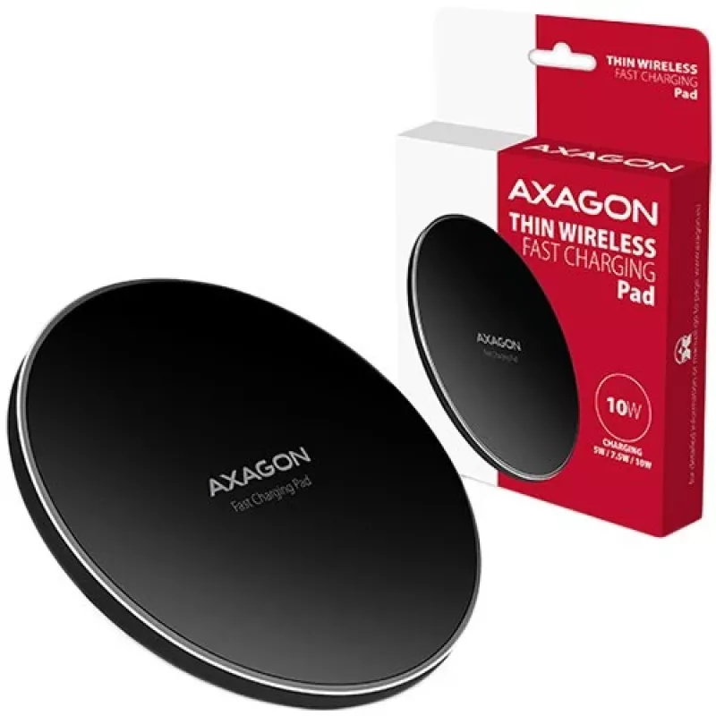 AXAGON WDC-P10T base de carga inalámbrica rápida fina, Qi 5/7,5/10 W, Micro-USB