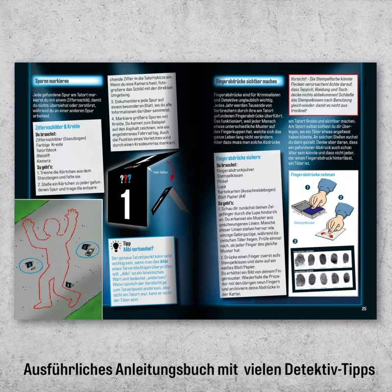 Die drei ??? Maletín de detective, sets de detective equipamiento completo para jóvenes detectives
