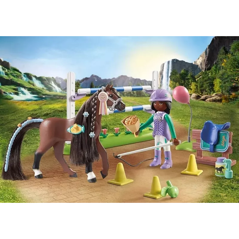 Set de figuras caballos 71355 Zoe y Blaze con obstáculos