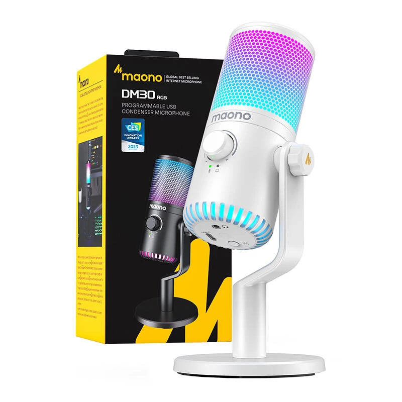 Micrófono gaming Maono DM30RGB (blanco)