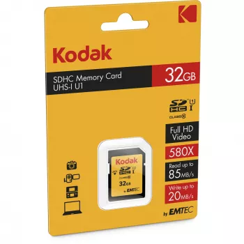 Kodak – Tarjeta de memoria flash – 32 GB – UHS-I U1 / Class10 – 580x – SDHC UHS-I (EKMSD32GHC10K)