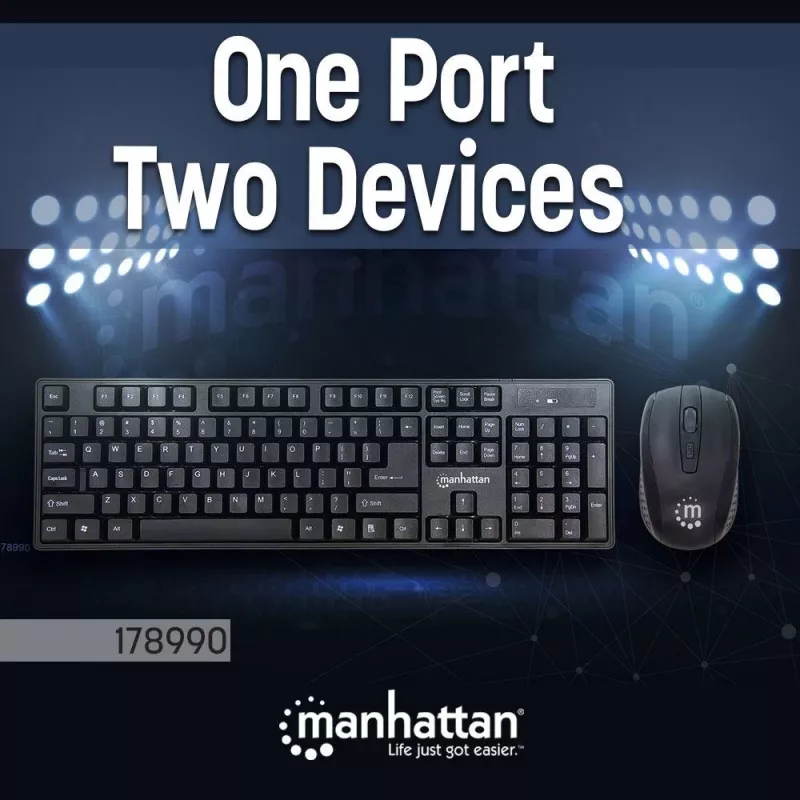 Manhattan 178990 Conjunto inalámbrico de teclado y ratón, Negro