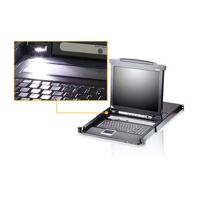 ATEN CL5708MW Conmutador KVM LCD de 43 cm de ancho, USB-PS/2, VGA, 8 puertos, distribución UK
