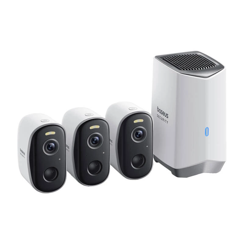 N1 Baseus cámara de exterior 2K set pack de 3 (blanco)