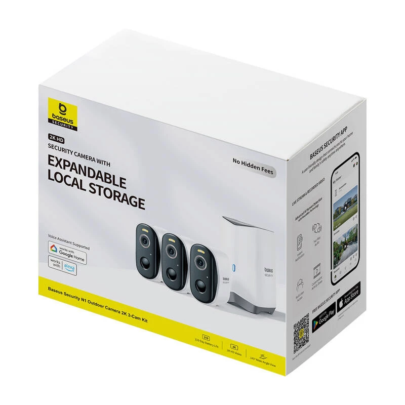 N1 Baseus cámara de exterior 2K set pack de 3 (blanco)