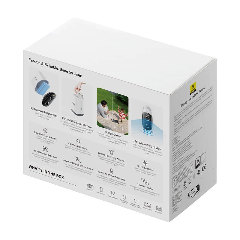 N1 Baseus cámara de exterior 2K set pack de 3 (blanco)
