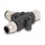M12 T-Splitter A-codificado 4 polos 1 x conector macho a 1 x conector macho y 1 x conector hembra conexión en paralelo