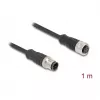 Delock Cable M12 D-codificado 4 pines conector macho a conector hembra PVC 1 m